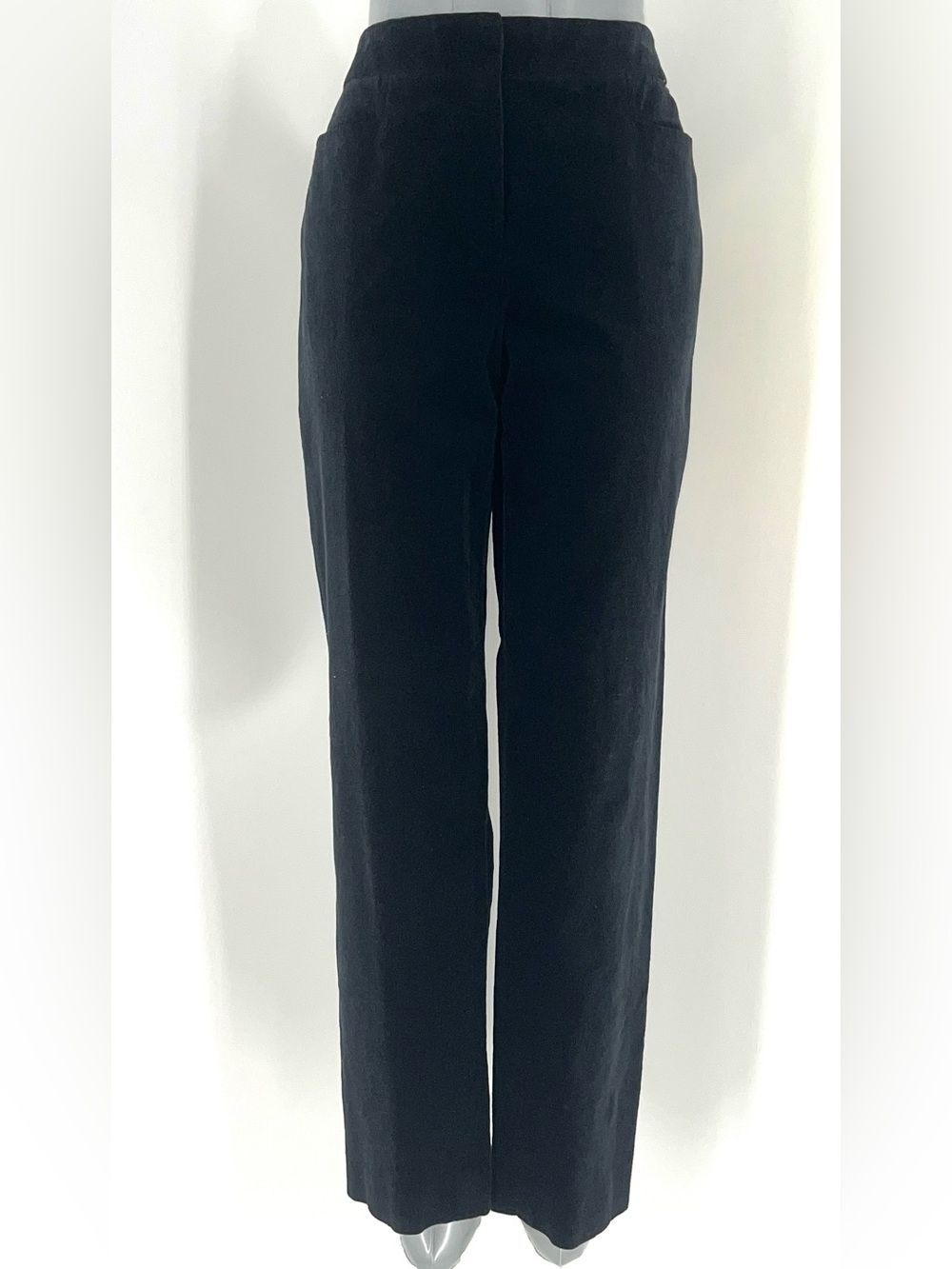 St. John Black Thin Waled Corduroy Tailored Straight-Leg Women's Trousers-Size 8